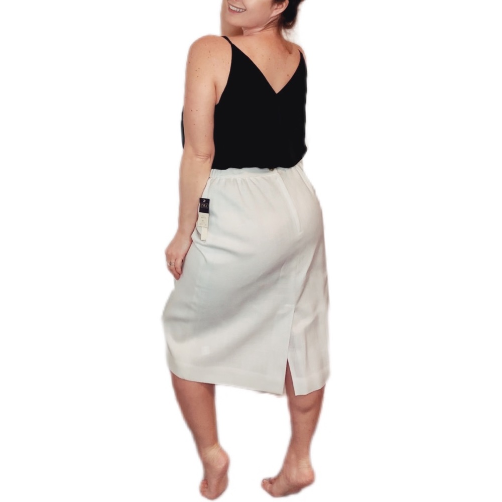 NWT Made in USA VINTAGE White Mad Men Pencil Skirt, 50/50 Blend, Large 14 Petite
